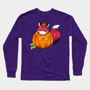 Red Fox in a Pumpkin Jack o’ Lantern Long Sleeve T-Shirt